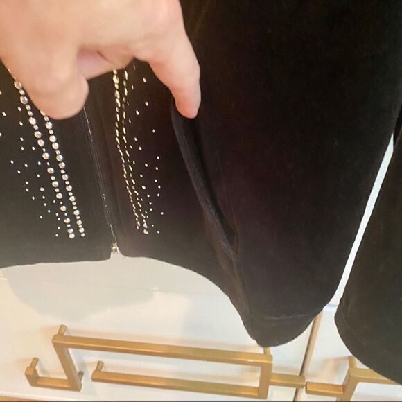 Weekends by Chico’s Black Velour Jacket w/ Silver - Picture 4 of 7